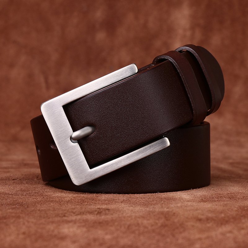 High-end light luxury simple business allergy belt men's leather pure titanium buckle head layer cowhide formal west belt
