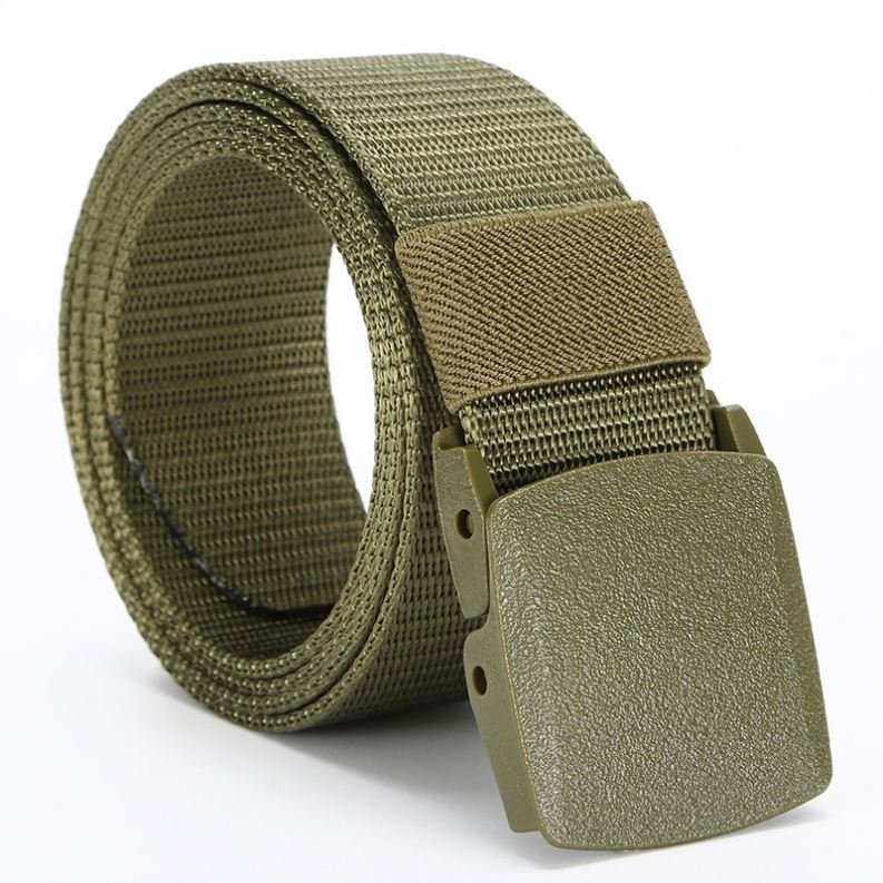 Custom Logo Plastic Buckle Casual Webbing Adjustable Combat Men Belts Polyester Canvas Nylon Fabric Belt