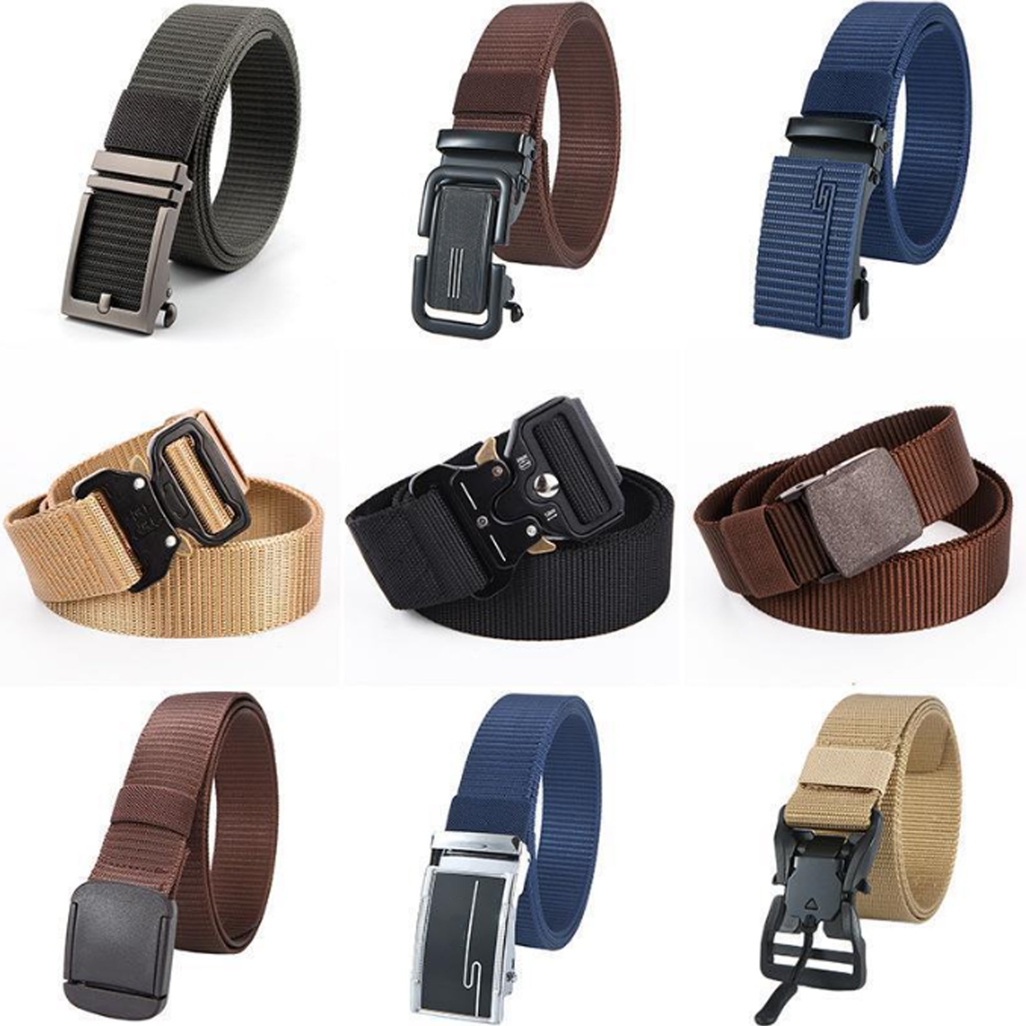 Custom Logo Plastic Buckle Casual Webbing Adjustable Combat Men Belts Polyester Canvas Nylon Fabric Belt