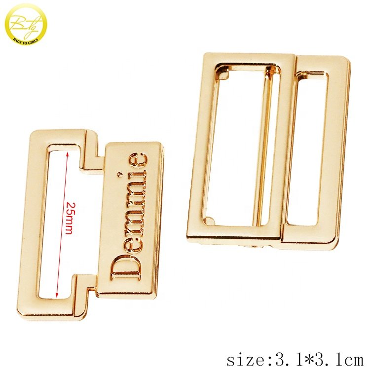 Washable swimwear accessory making gold plated bikini metal slider ring buckle adjustable metal strap connector hardware