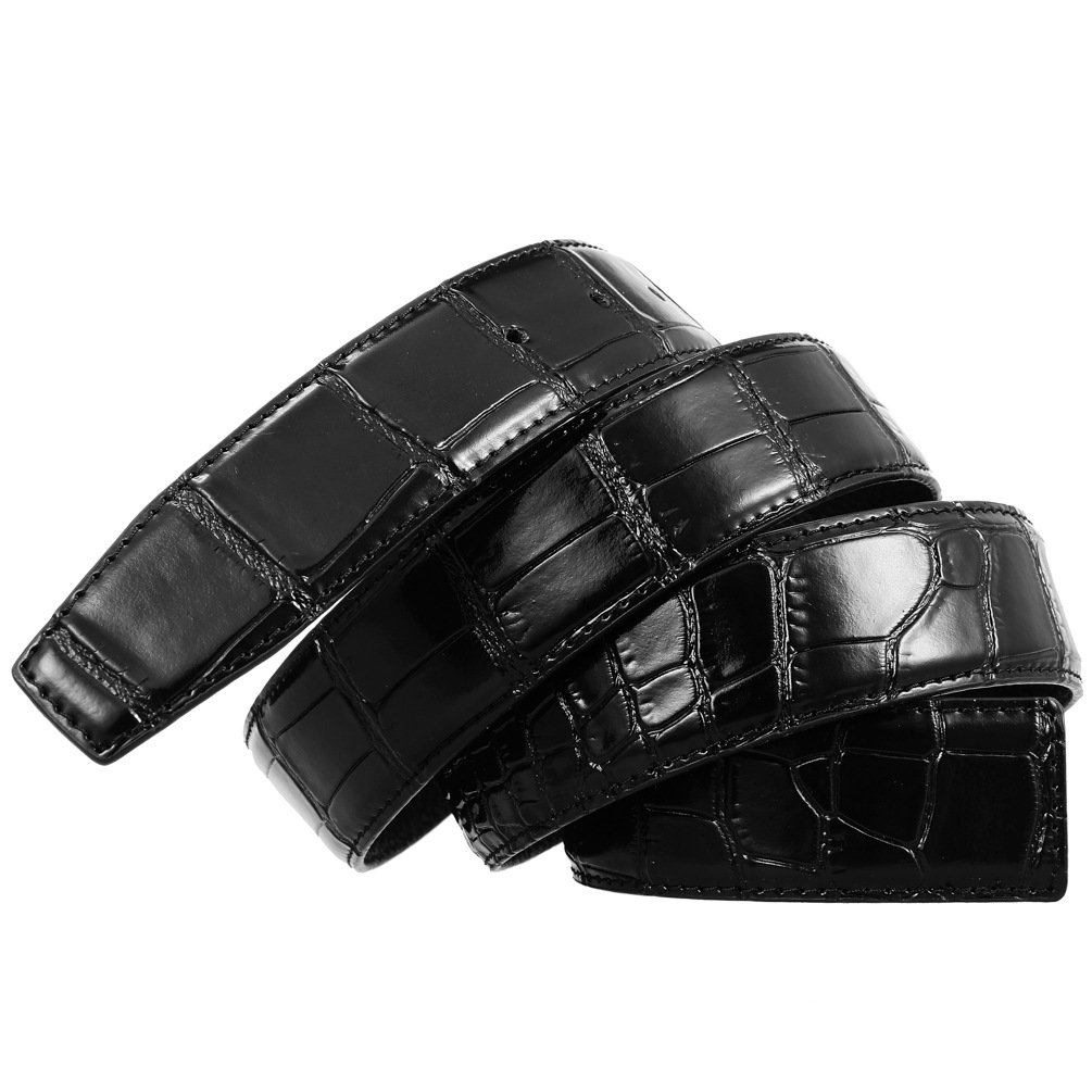 3.4cm Wide Luxury Convenient Daily Use Smooth Plain Buckle Cowhide Leather Belt for men Gentlemen