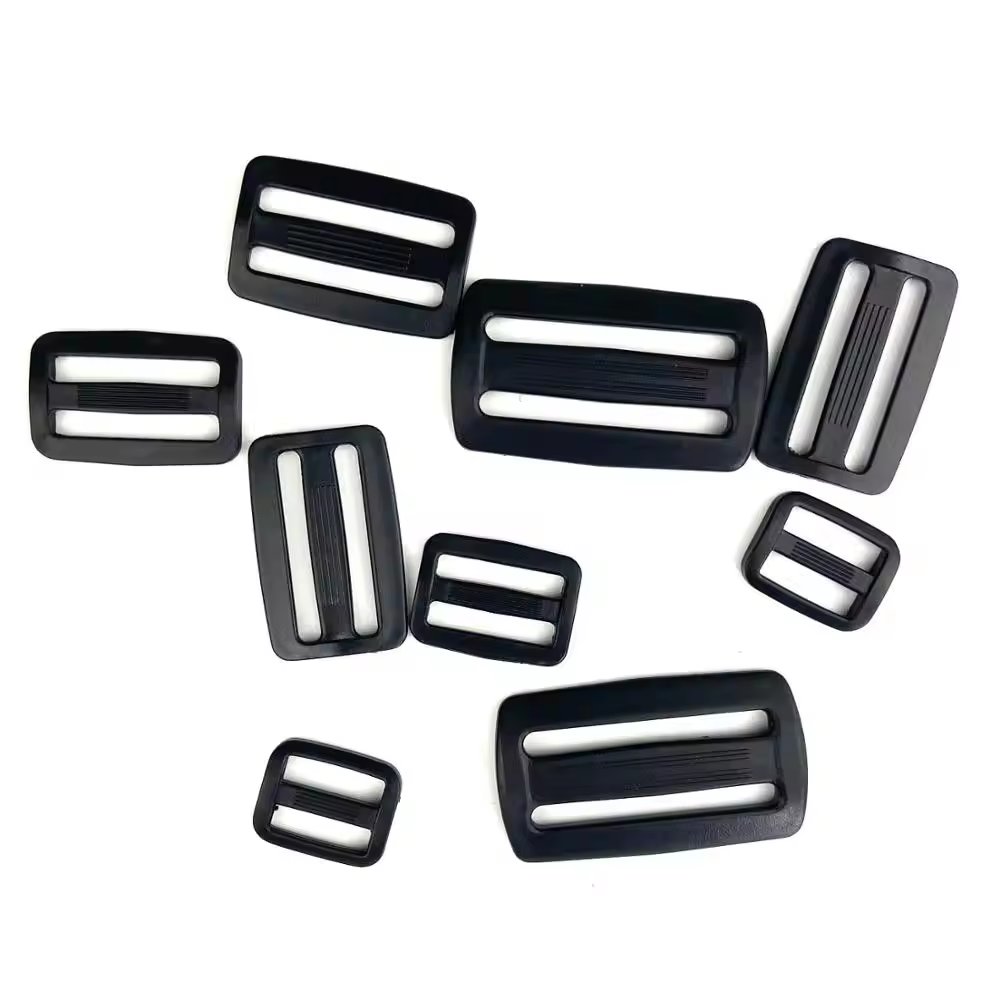 New eco-friendly design black adjustable plastictri glide strap ladder ratchet belt strap webbing lock buckle
