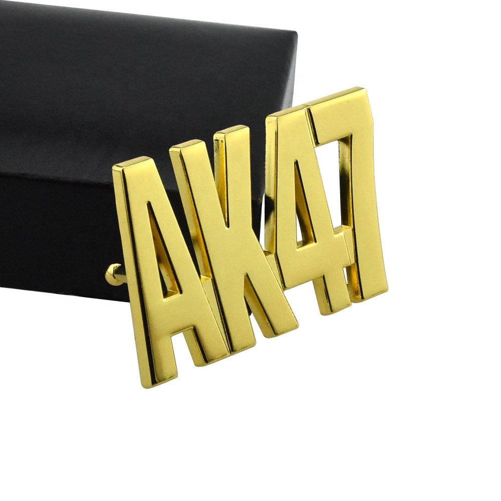 Design Your Own Private Silver Plating Custom Letter Logo Metal Brand Name Plate Belt Buckles