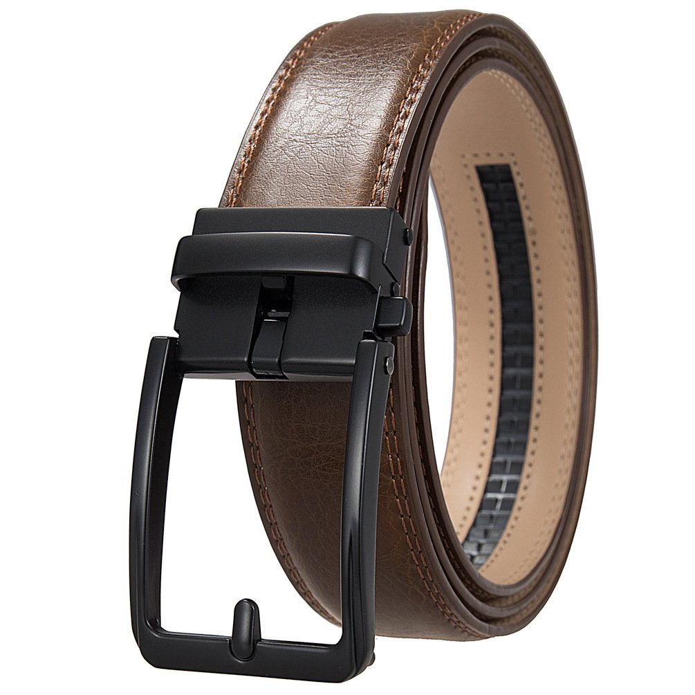 Wholesale Popular Classic Men's Split Leather Belt Fashion Genuine Cowhide Leather Men Ratchet Belt with Automatic Alloy Buckle