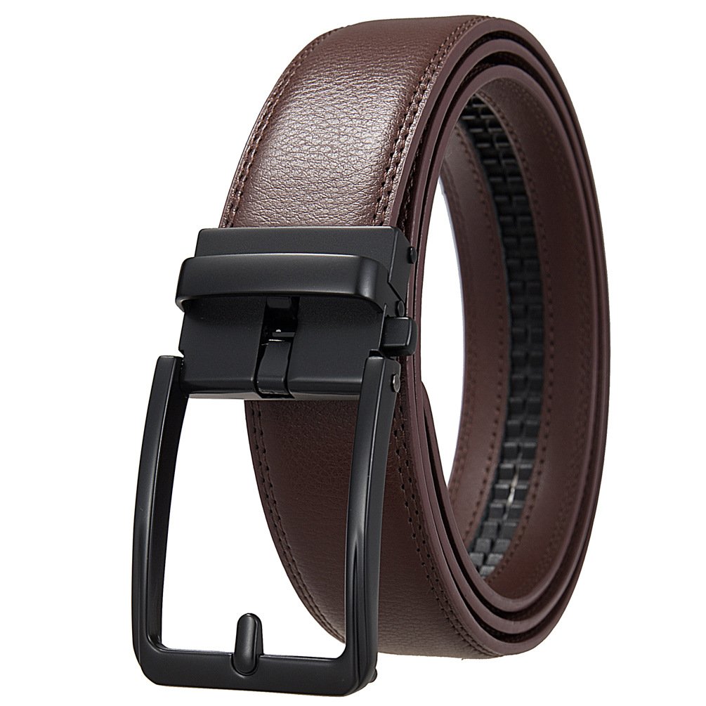 Wholesale Popular Classic Men's Split Leather Belt Fashion Genuine Cowhide Leather Men Ratchet Belt with Automatic Alloy Buckle