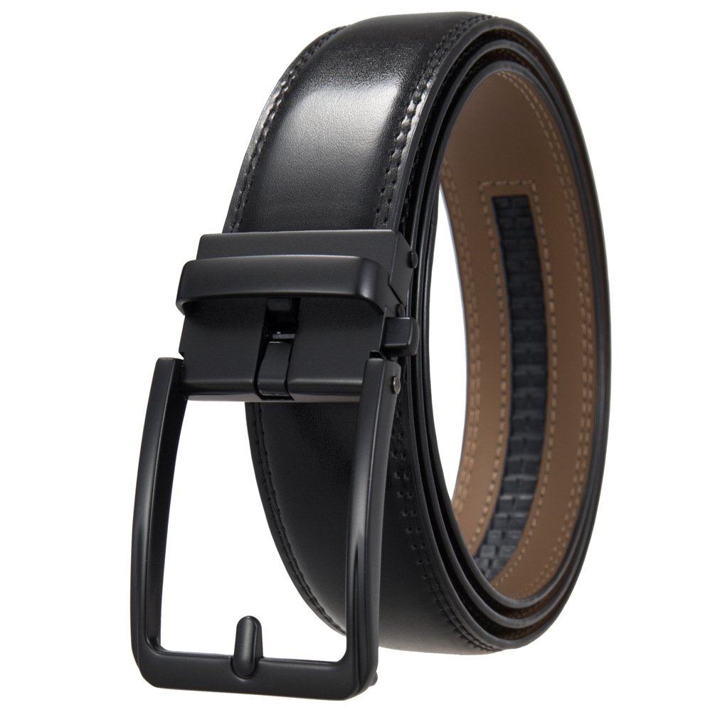Wholesale Popular Classic Men's Split Leather Belt Fashion Genuine Cowhide Leather Men Ratchet Belt with Automatic Alloy Buckle