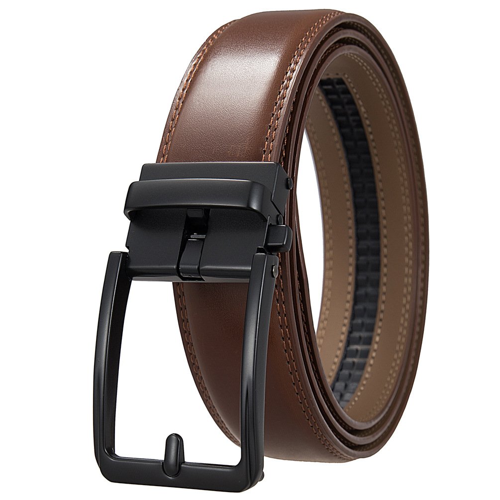 Wholesale Popular Classic Men's Split Leather Belt Fashion Genuine Cowhide Leather Men Ratchet Belt with Automatic Alloy Buckle
