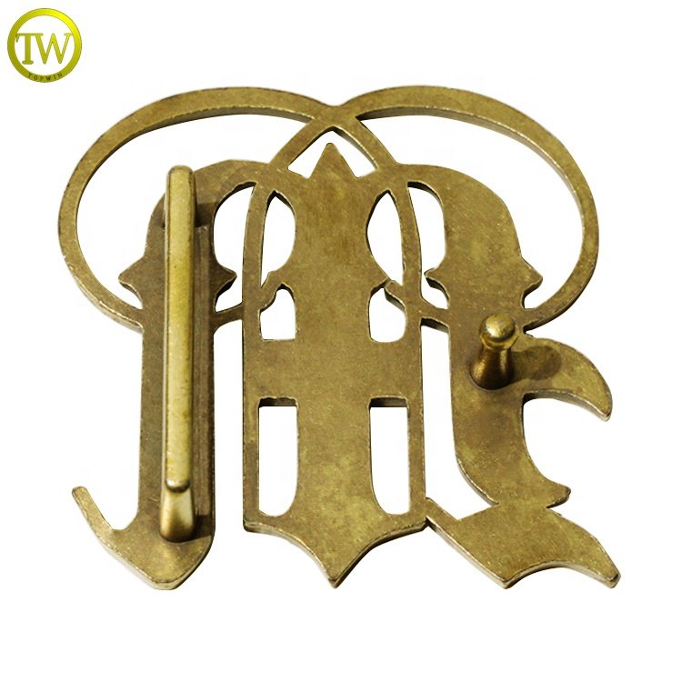 Custom made hollow letter brass belt buckles zinc alloy leather belt accessory brand strap adjusters
