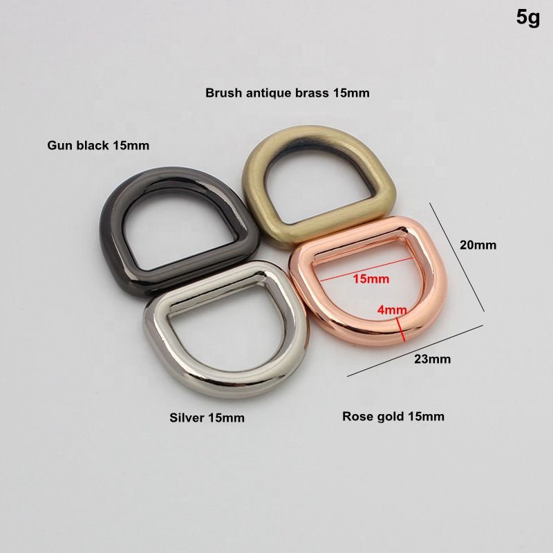 Nolvo World High Quality 9 10mm 13 15mm Rose Gold Metal Welded Round Metal D Ring Buckle Adjustment Buckle For Handbags