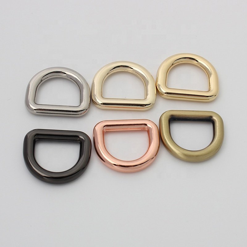 Nolvo World High Quality 9 10mm 13 15mm Rose Gold Metal Welded Round Metal D Ring Buckle Adjustment Buckle For Handbags
