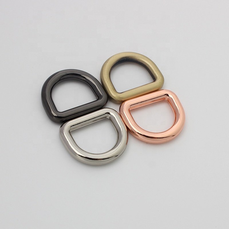 Nolvo World High Quality 9 10mm 13 15mm Rose Gold Metal Welded Round Metal D Ring Buckle Adjustment Buckle For Handbags