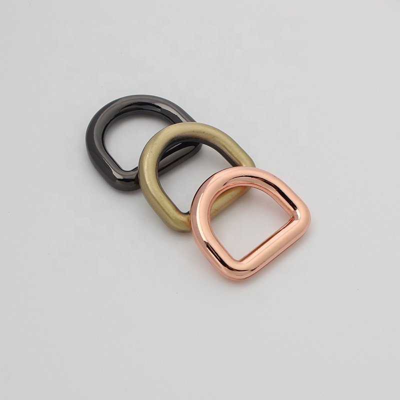 Nolvo World High Quality 9 10mm 13 15mm Rose Gold Metal Welded Round Metal D Ring Buckle Adjustment Buckle For Handbags