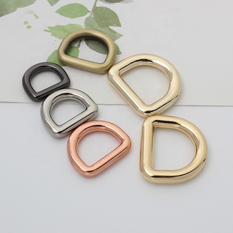Nolvo World High Quality 9 10mm 13 15mm Rose Gold Metal Welded Round Metal D Ring Buckle Adjustment Buckle For Handbags