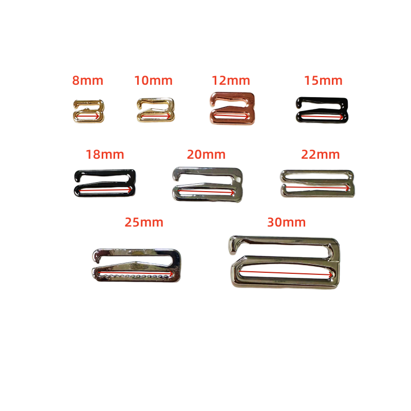 Nickel-Free Swimwear Hardware Gun Black 10mm 15mm 18mm Bra Strap Accessories 9 Shape Hook Buckle