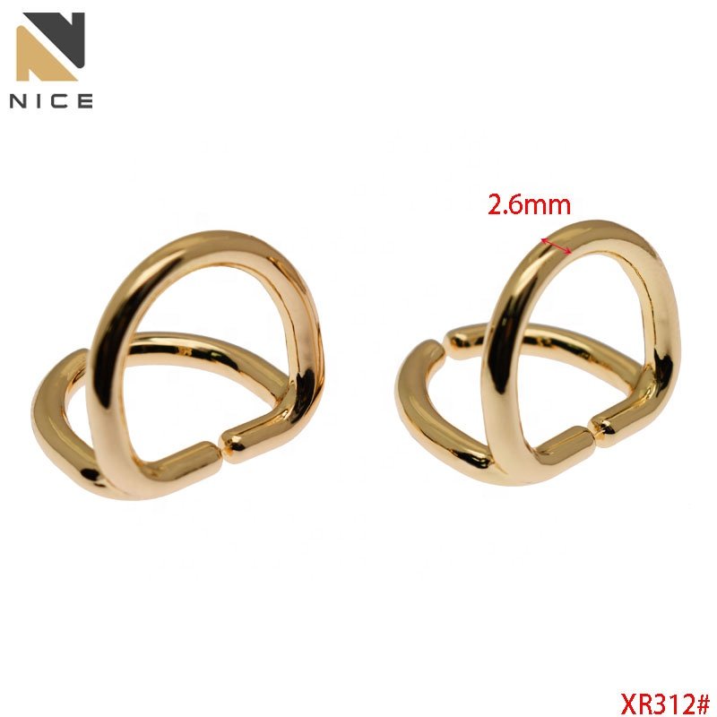 Nice Handbag Accessories Metal Opening Double D Ring Buckle Luggage Hardware D-shaped Bag strap connecting buckle for Bag Purse