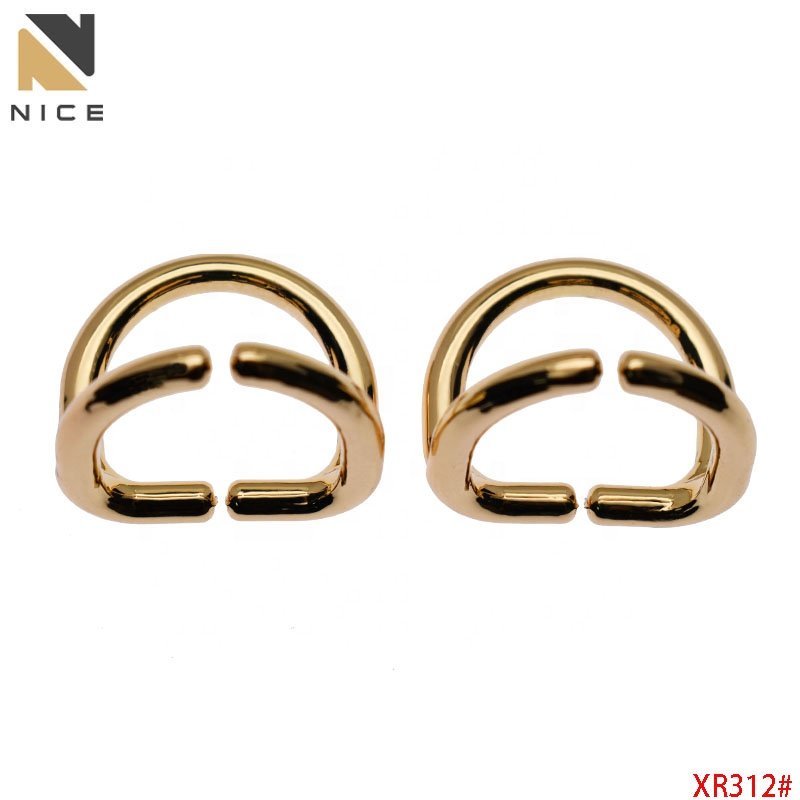 Nice Handbag Accessories Metal Opening Double D Ring Buckle Luggage Hardware D-shaped Bag strap connecting buckle for Bag Purse