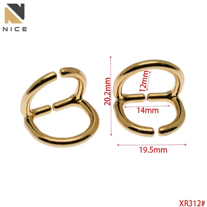 Nice Handbag Accessories Metal Opening Double D Ring Buckle Luggage Hardware D-shaped Bag strap connecting buckle for Bag Purse