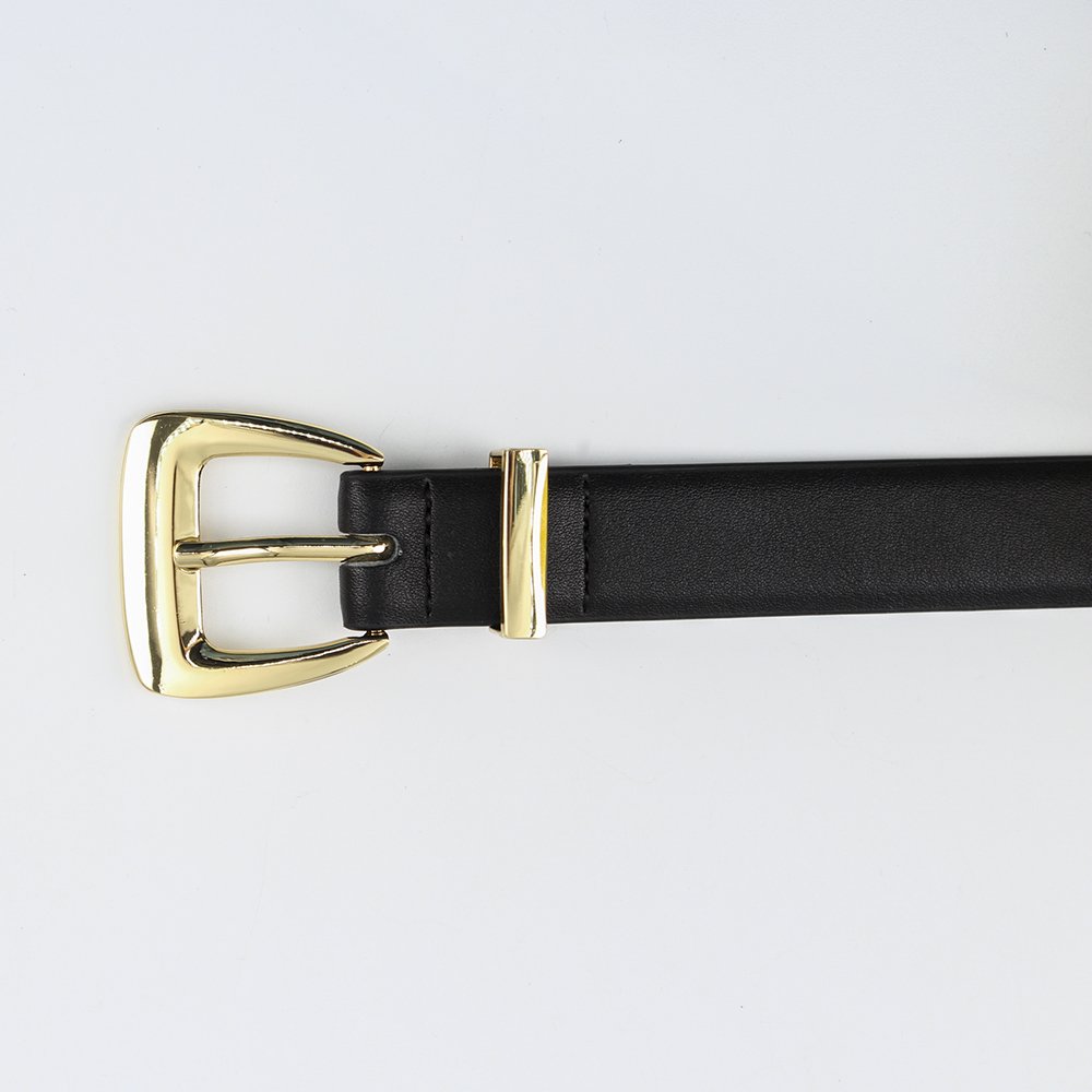 custom designer ladies PU leather Classic buckle metal keeper belt for women