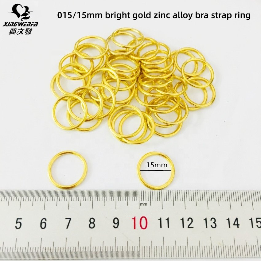 Underwear accessories 15mm SGS good quality Environmental nickle free Bra metal buckle gold alloy ring bra ring