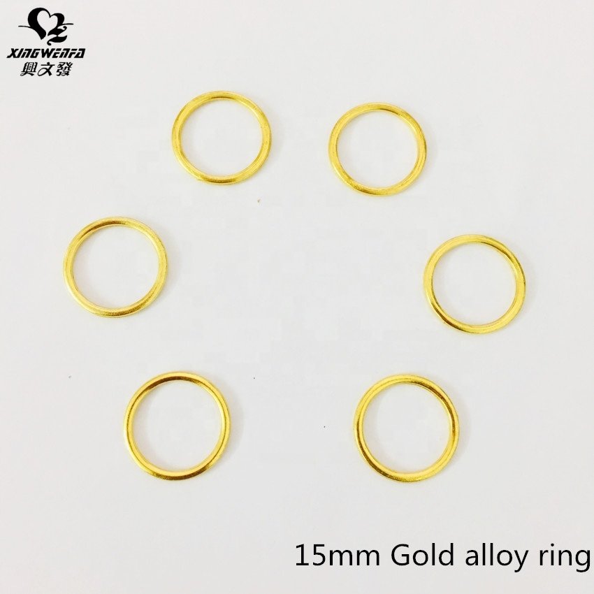 Underwear accessories 15mm SGS good quality Environmental nickle free Bra metal buckle gold alloy ring bra ring