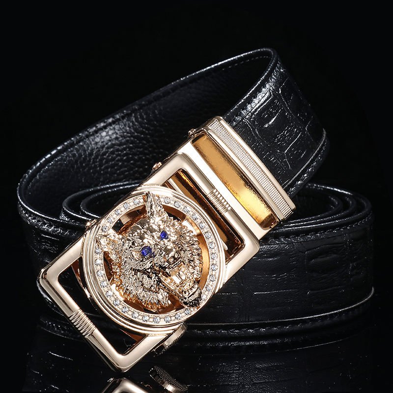 Men's belt automatic buckle belt,leather belt cowhide belt, simple fashion waistband brand Denim belt