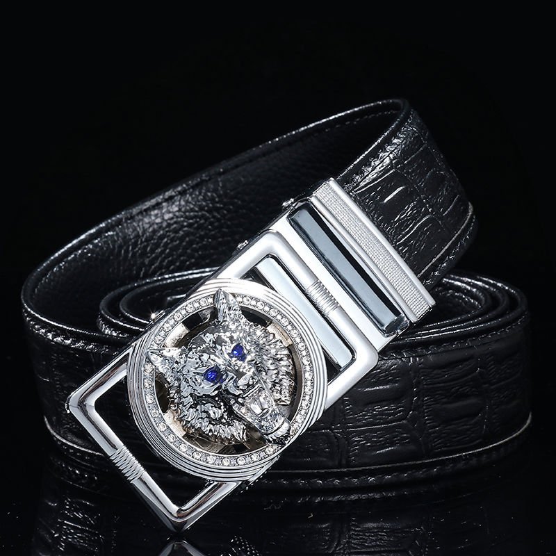 Men's belt automatic buckle belt,leather belt cowhide belt, simple fashion waistband brand Denim belt
