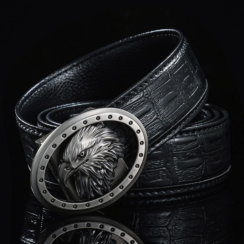 Men's belt automatic buckle belt,leather belt cowhide belt, simple fashion waistband brand Denim belt