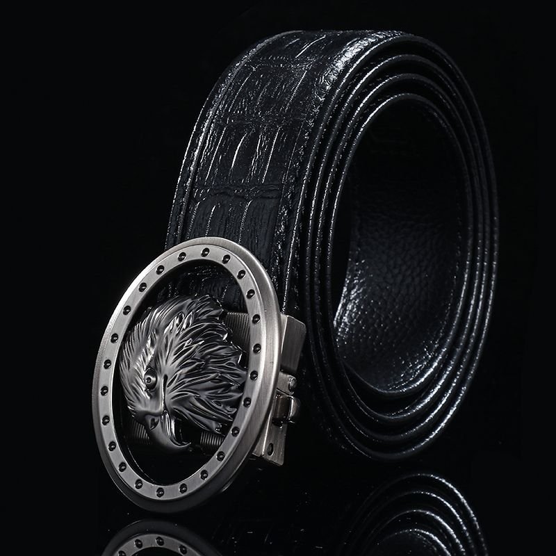 Men's belt automatic buckle belt,leather belt cowhide belt, simple fashion waistband brand Denim belt