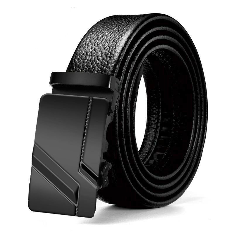 Men's Genuine Cowhide Leather Belt With Automatic Alloy Buckle Simple Fashion Waistband