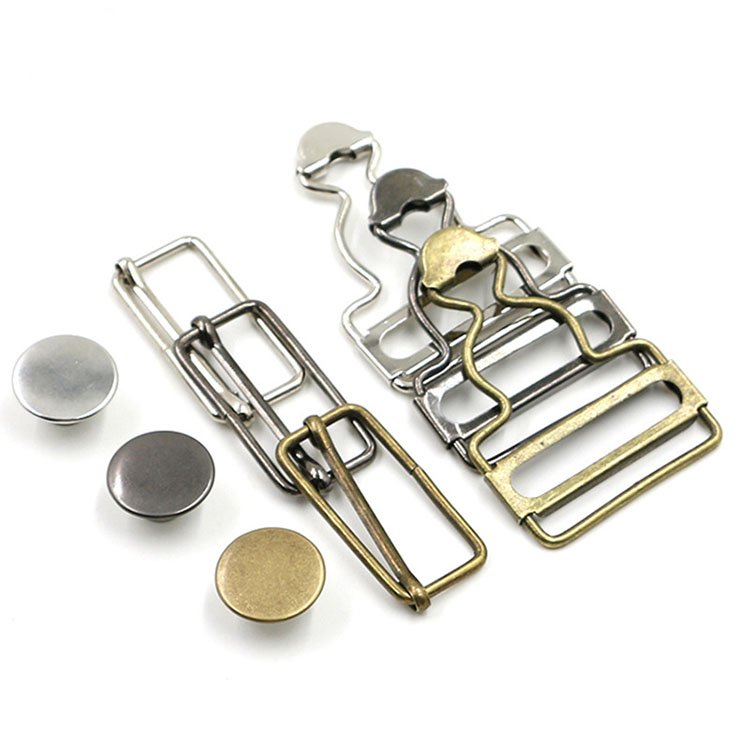 Suspenders Straps Buckle Fastener Rivets Brace Clips Stainless steel Button Overalls Jeans Pants For Garment
