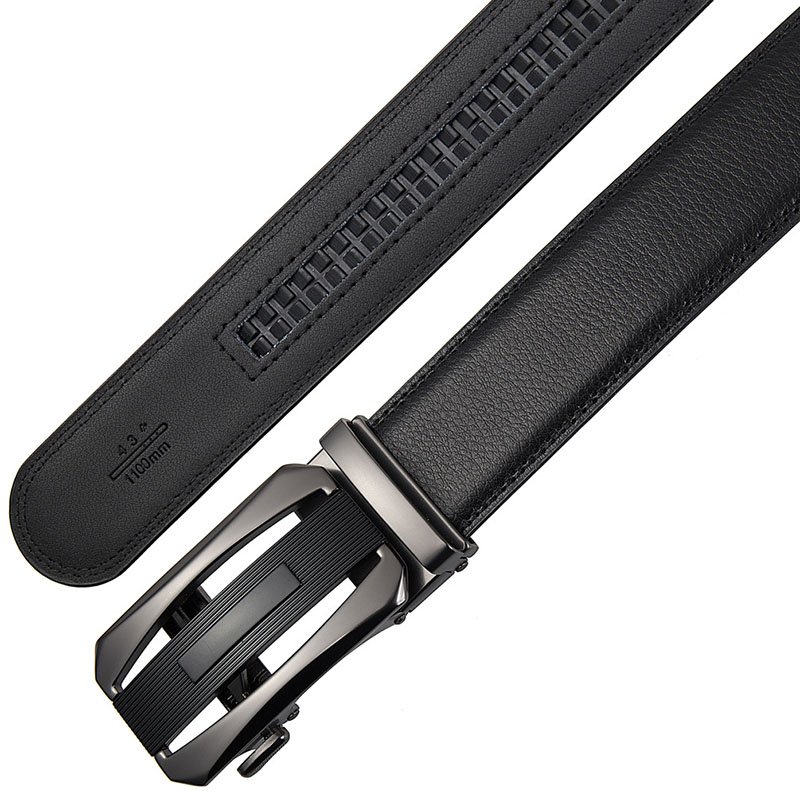 Men automatic buckle genuine leather business belt