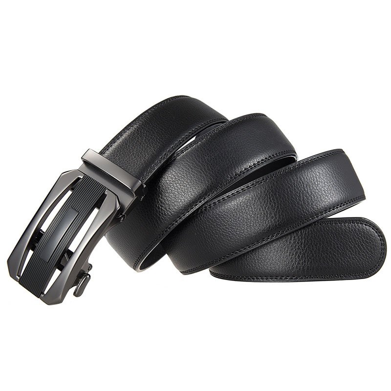 Men automatic buckle genuine leather business belt