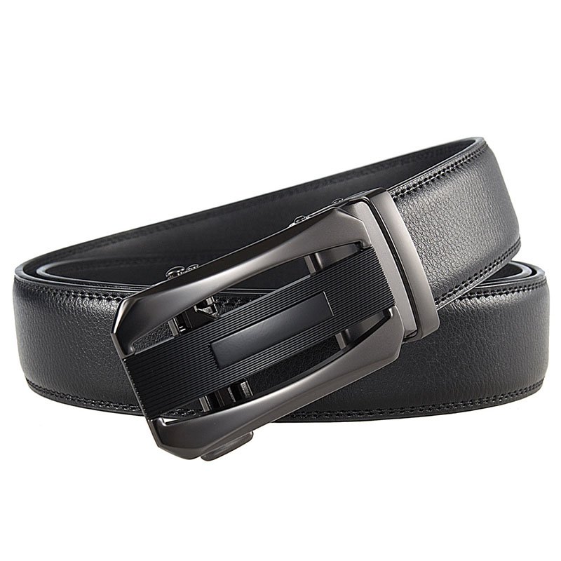 Men automatic buckle genuine leather business belt