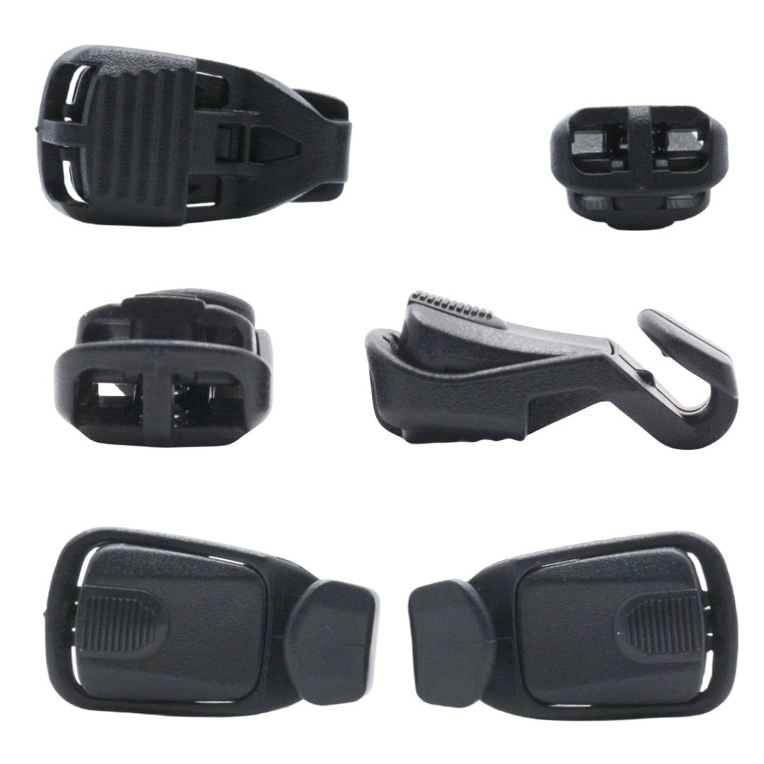 Free Sample Factory Custom Washable Plastic Double Hole Spring Press Rope Buckle Hook For Supermarket Sportswear
