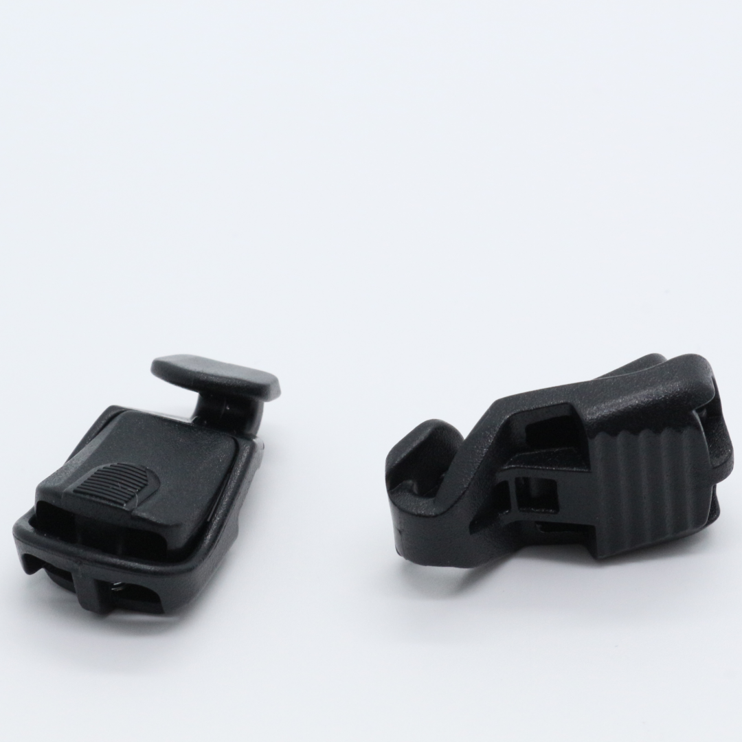 Free Sample Factory Custom Washable Plastic Double Hole Spring Press Rope Buckle Hook For Supermarket Sportswear