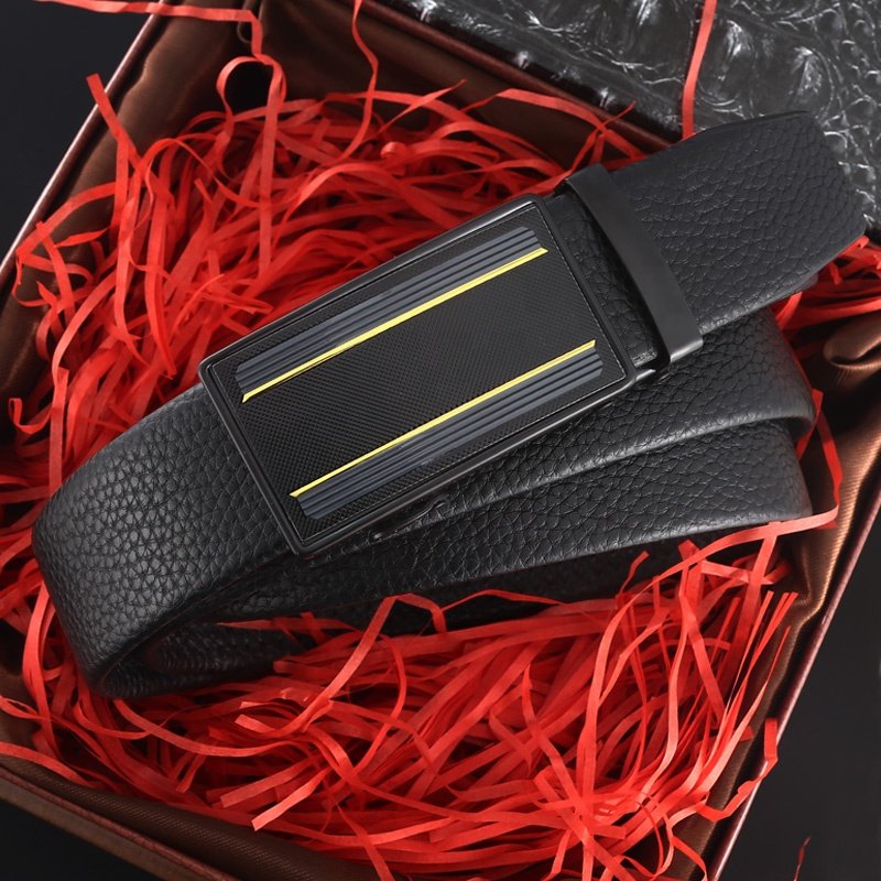 Z0057 Wholesale New Adjustable Automatic Buckle Business Men Black Leather Belts