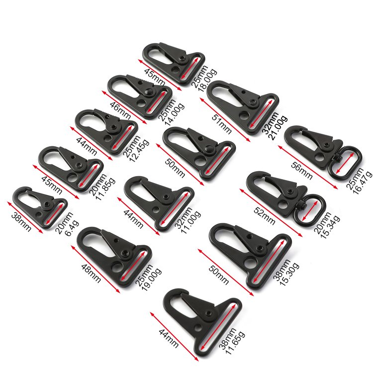 DWDP 1'' Metal HK Clips Spring Hooks,25mm Black Sling Snap Hooks For Key Fob,Carabiner Clasps Webbing Strap Buckles