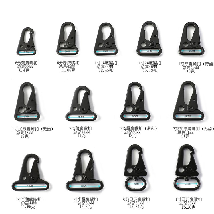 DWDP 1'' Metal HK Clips Spring Hooks,25mm Black Sling Snap Hooks For Key Fob,Carabiner Clasps Webbing Strap Buckles