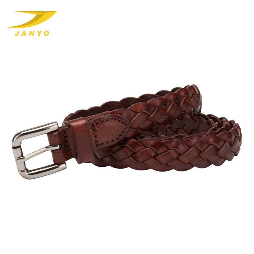 Vintage joker hand woven belt leather buckle cowhide belt casual fashion men and women fine woven belt