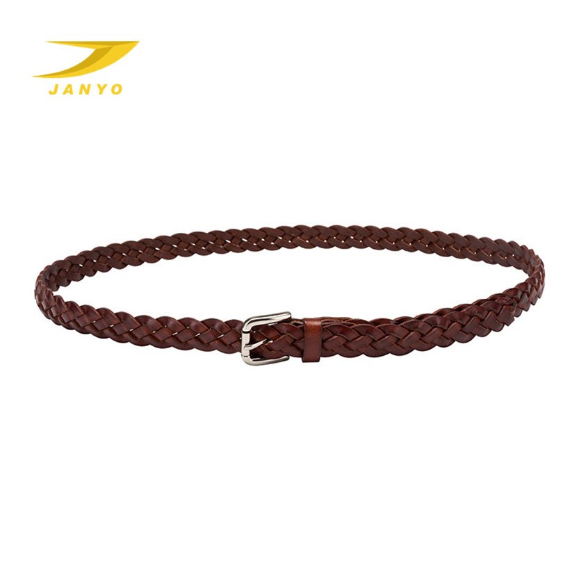Vintage joker hand woven belt leather buckle cowhide belt casual fashion men and women fine woven belt