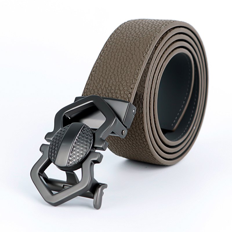 High-end design men cowhide belt stylish automatic buckle genuine leather belt suitable for jeans and casual wear