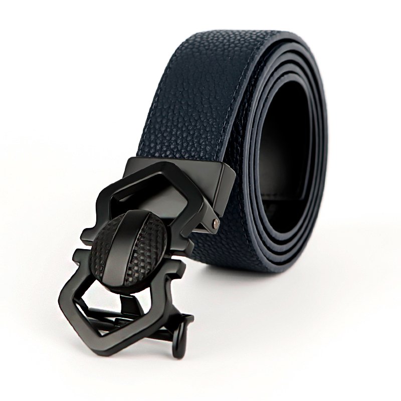 High-end design men cowhide belt stylish automatic buckle genuine leather belt suitable for jeans and casual wear