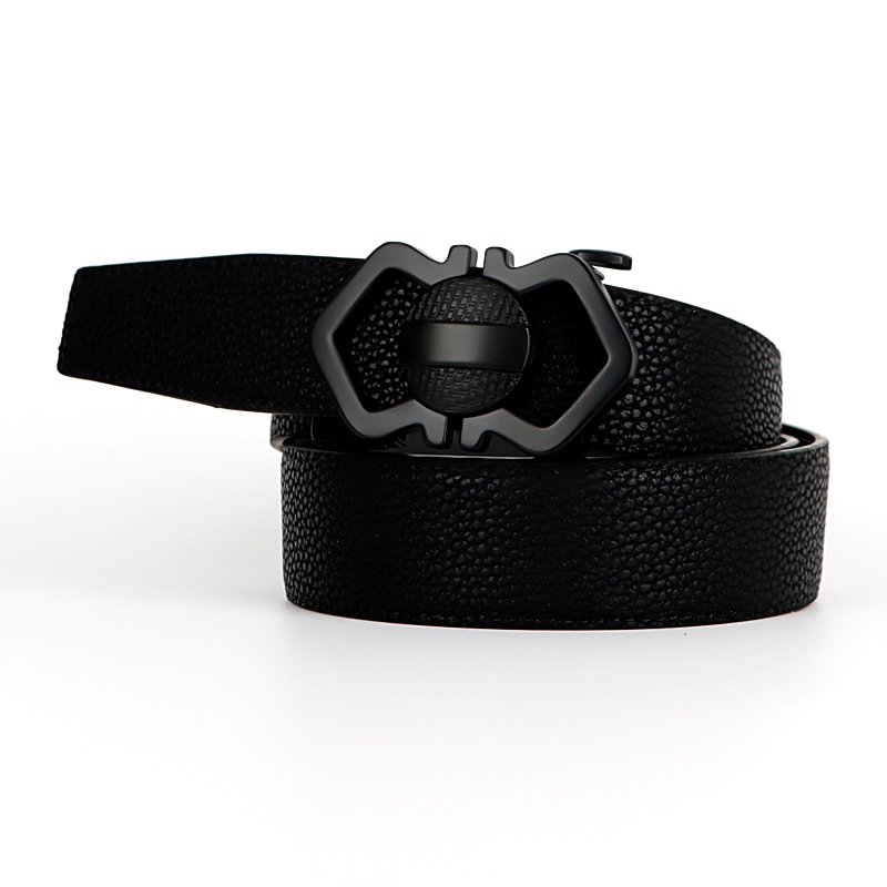High-end design men cowhide belt stylish automatic buckle genuine leather belt suitable for jeans and casual wear