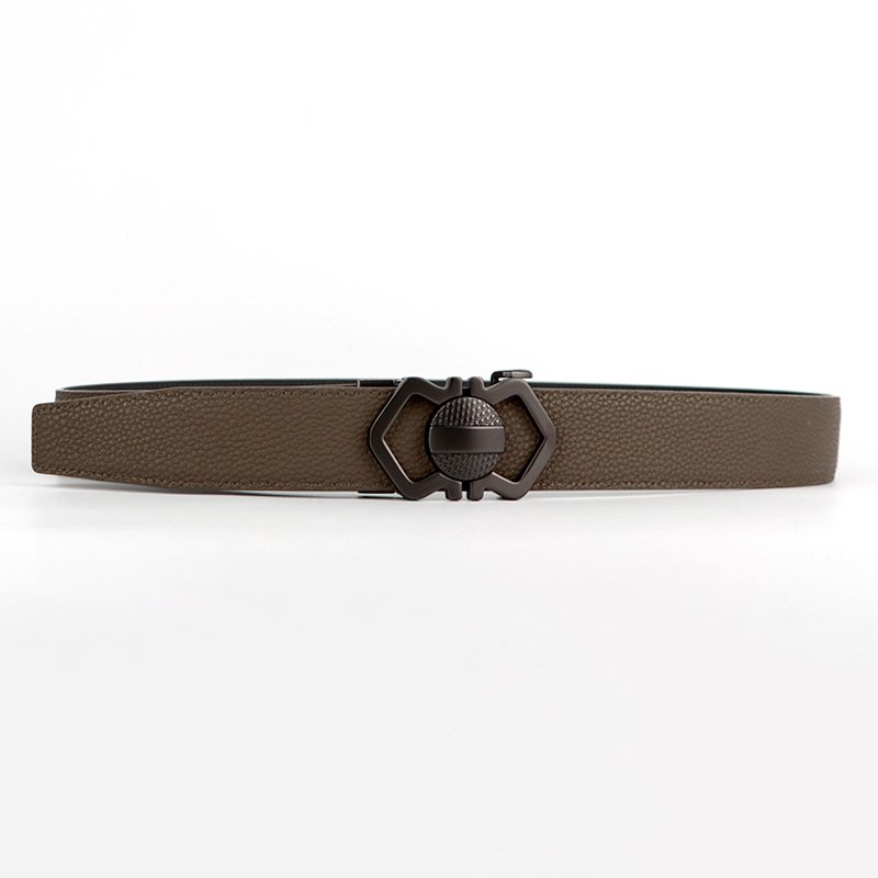 High-end design men cowhide belt stylish automatic buckle genuine leather belt suitable for jeans and casual wear