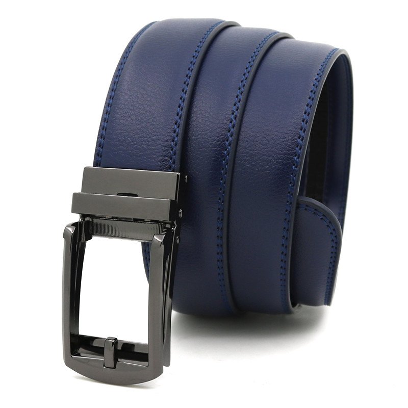 LQbelt Men's Automatic Buckle Belt Split Leather Belts For Male Ratchet Click Belts Factory Custom LOGO