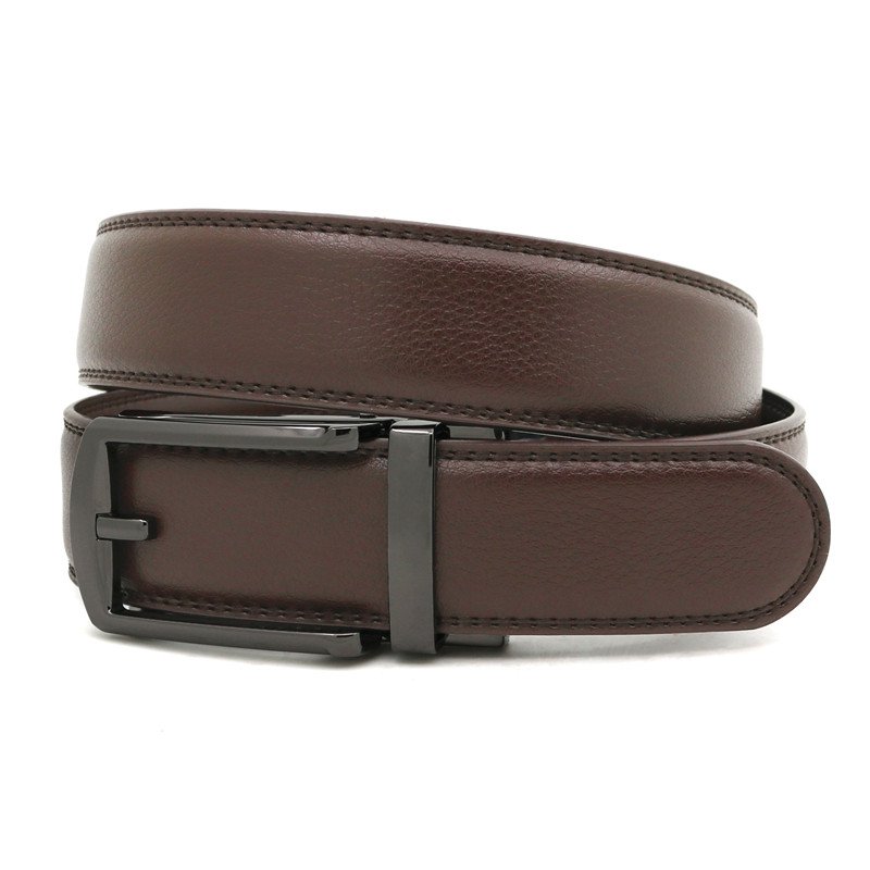 LQbelt Men's Automatic Buckle Belt Split Leather Belts For Male Ratchet Click Belts Factory Custom LOGO