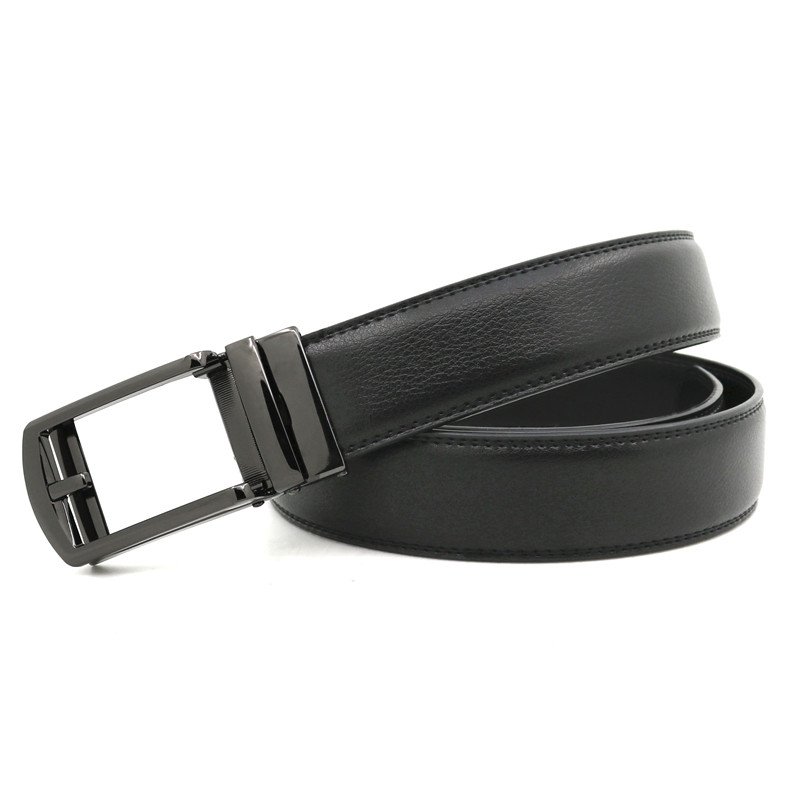 LQbelt Men's Automatic Buckle Belt Split Leather Belts For Male Ratchet Click Belts Factory Custom LOGO