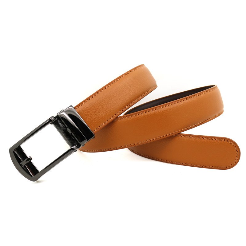 LQbelt Men's Automatic Buckle Belt Split Leather Belts For Male Ratchet Click Belts Factory Custom LOGO