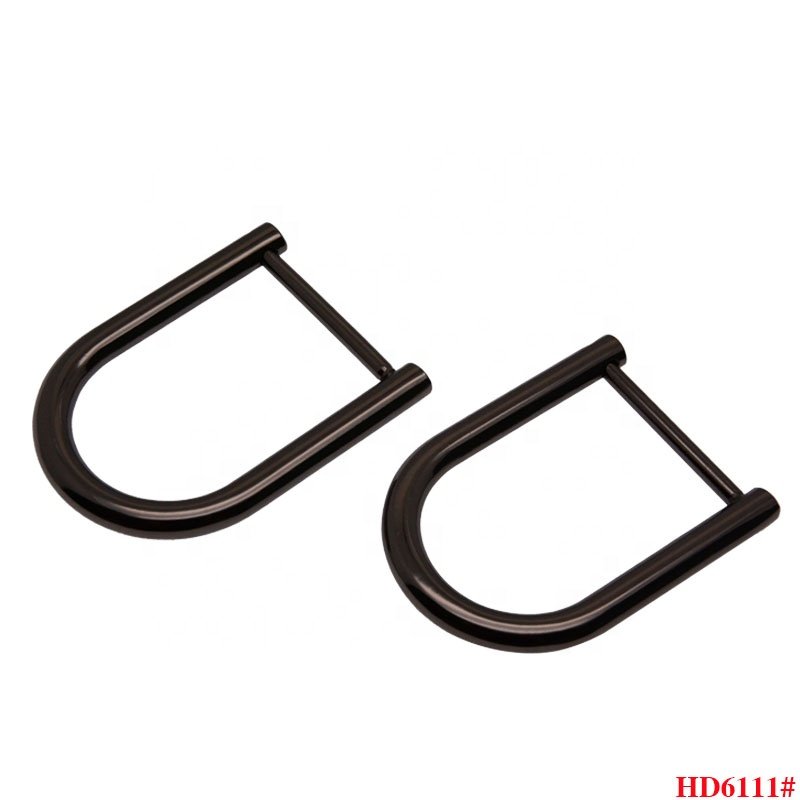 Factory Wholesale Luggage Accessories D Buckle Handbag Connector Gun Black Hardware Metal detachable U Ring