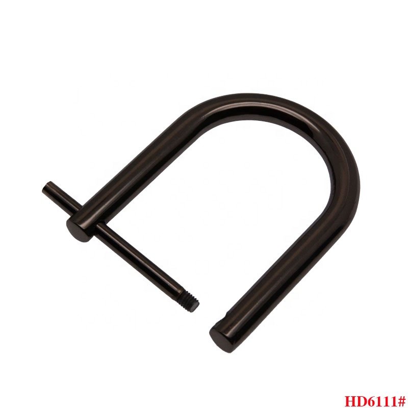 Factory Wholesale Luggage Accessories D Buckle Handbag Connector Gun Black Hardware Metal detachable U Ring